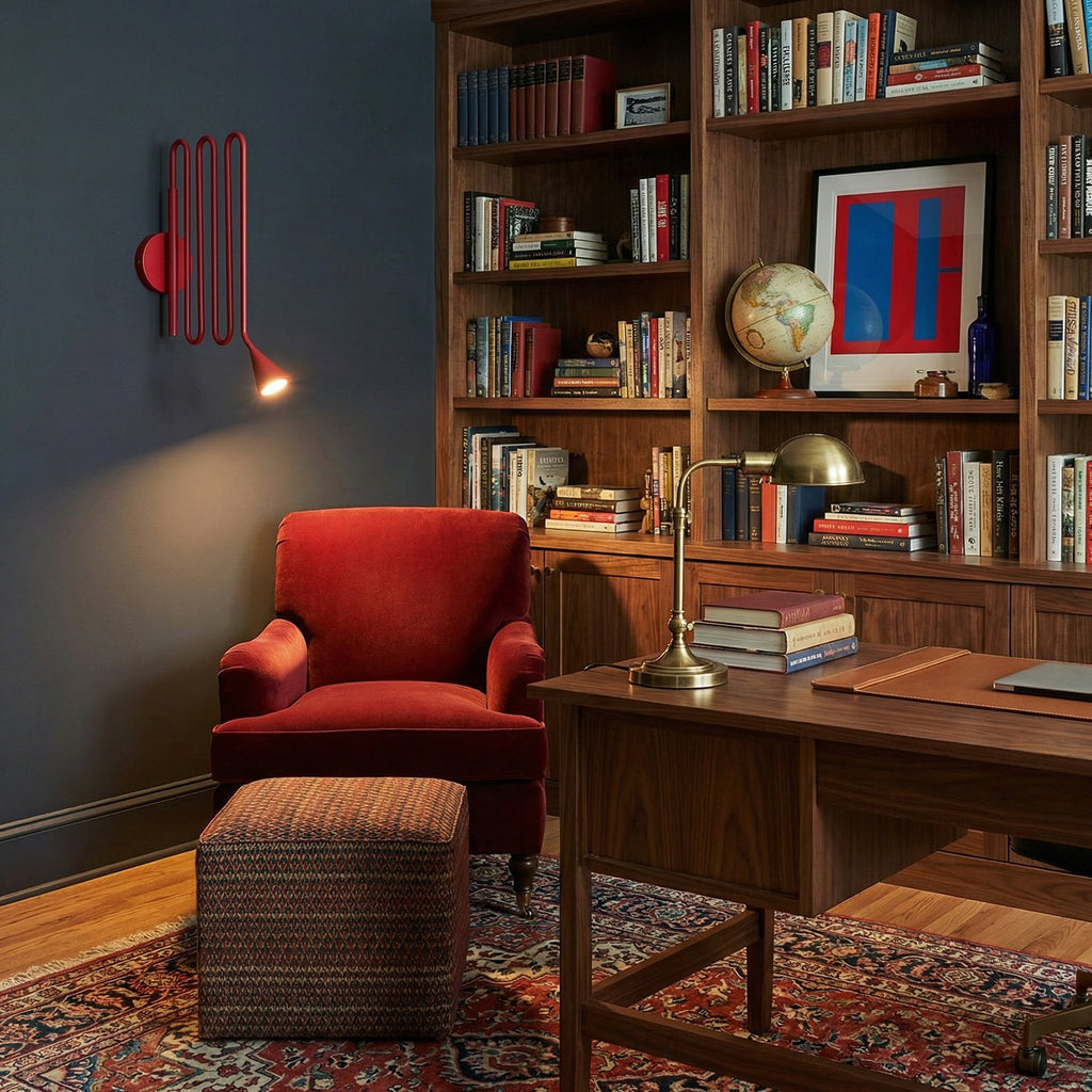 Curved Instrument-Inspired Metal Wall Lamp