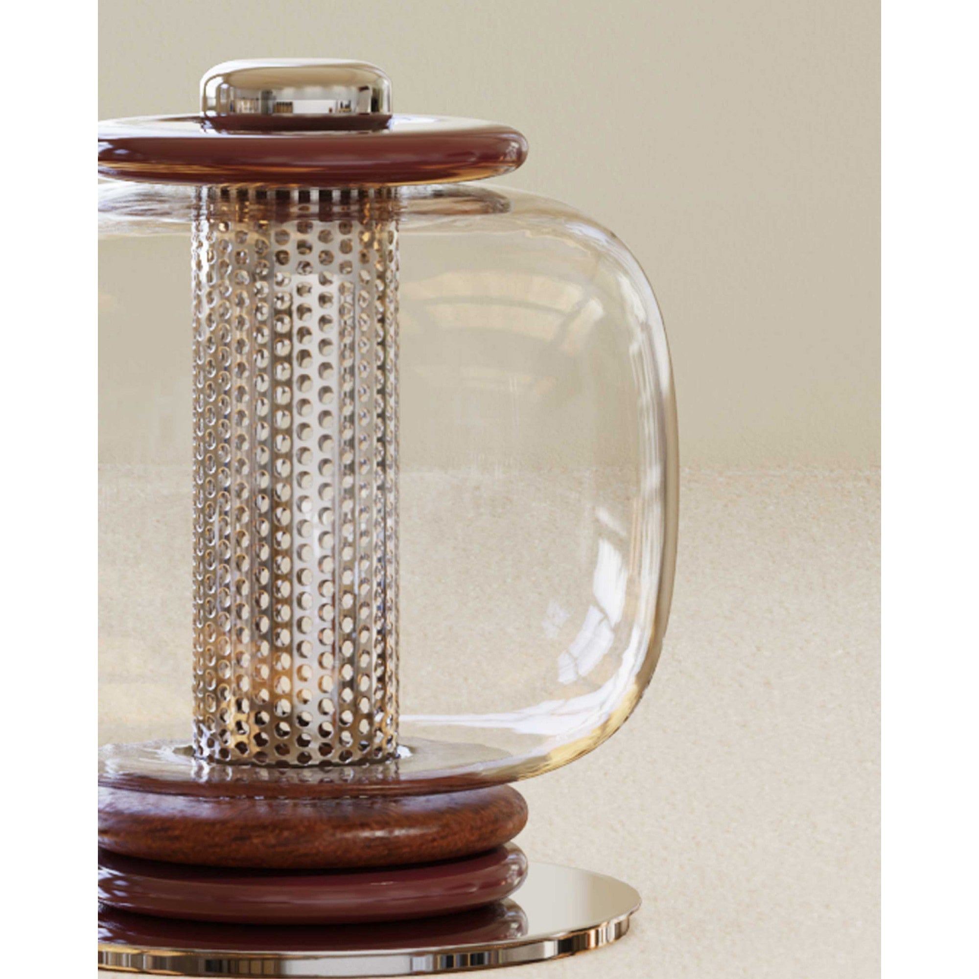 Ringed Glass Globe Perforated Cylinder Table Lamp