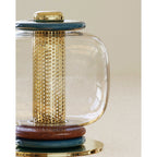 Ringed Glass Globe Perforated Cylinder Table Lamp