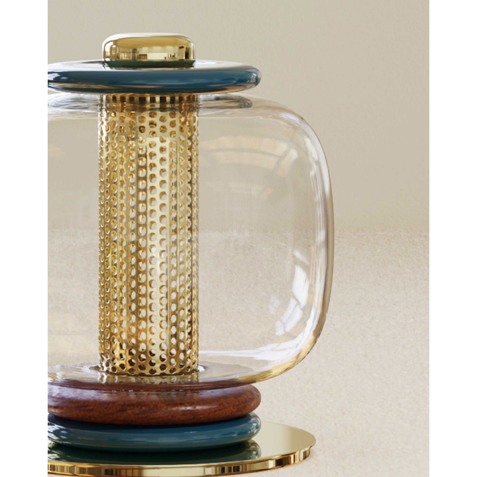 Ringed Glass Globe Perforated Cylinder Table Lamp
