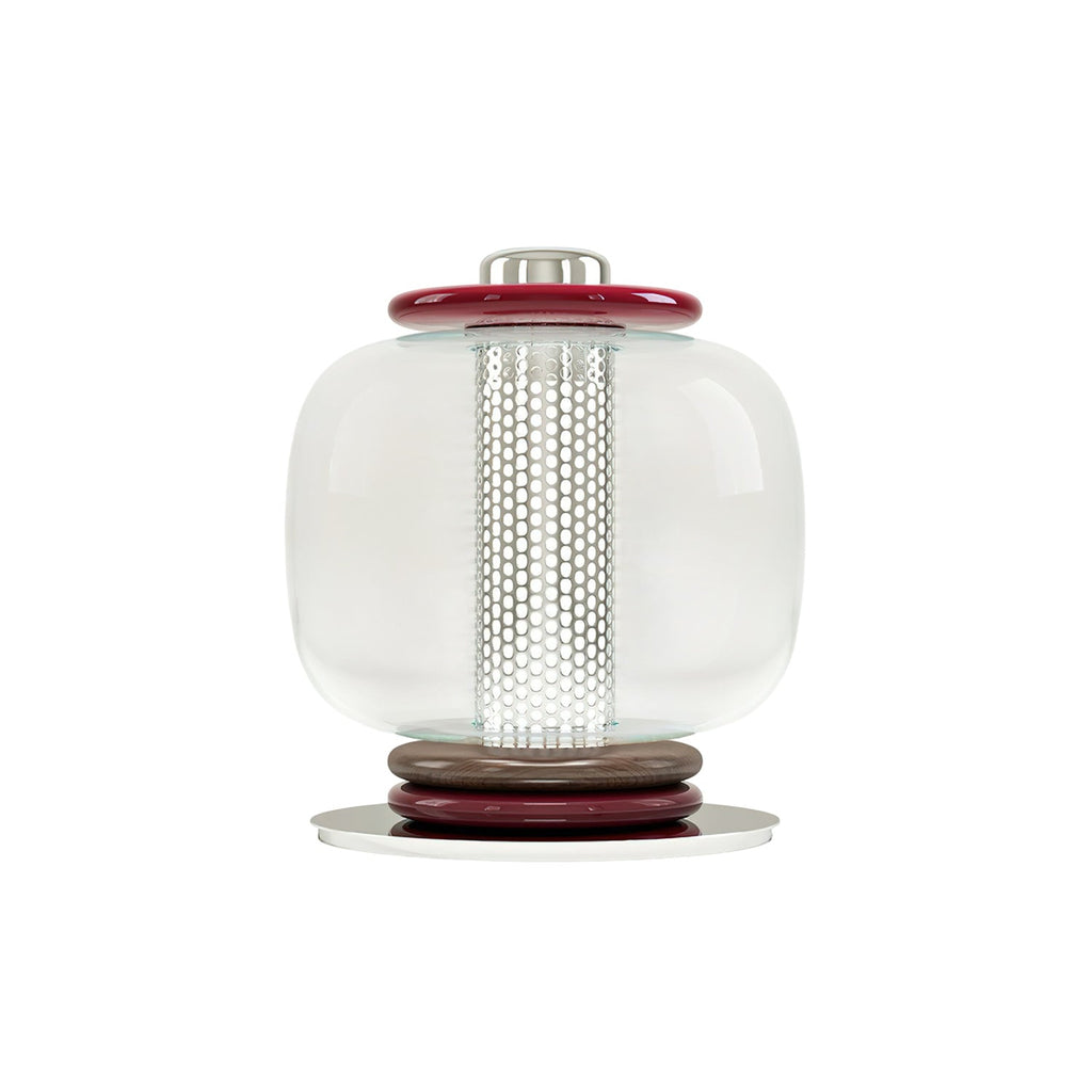 Ringed Glass Globe Perforated Cylinder Table Lamp