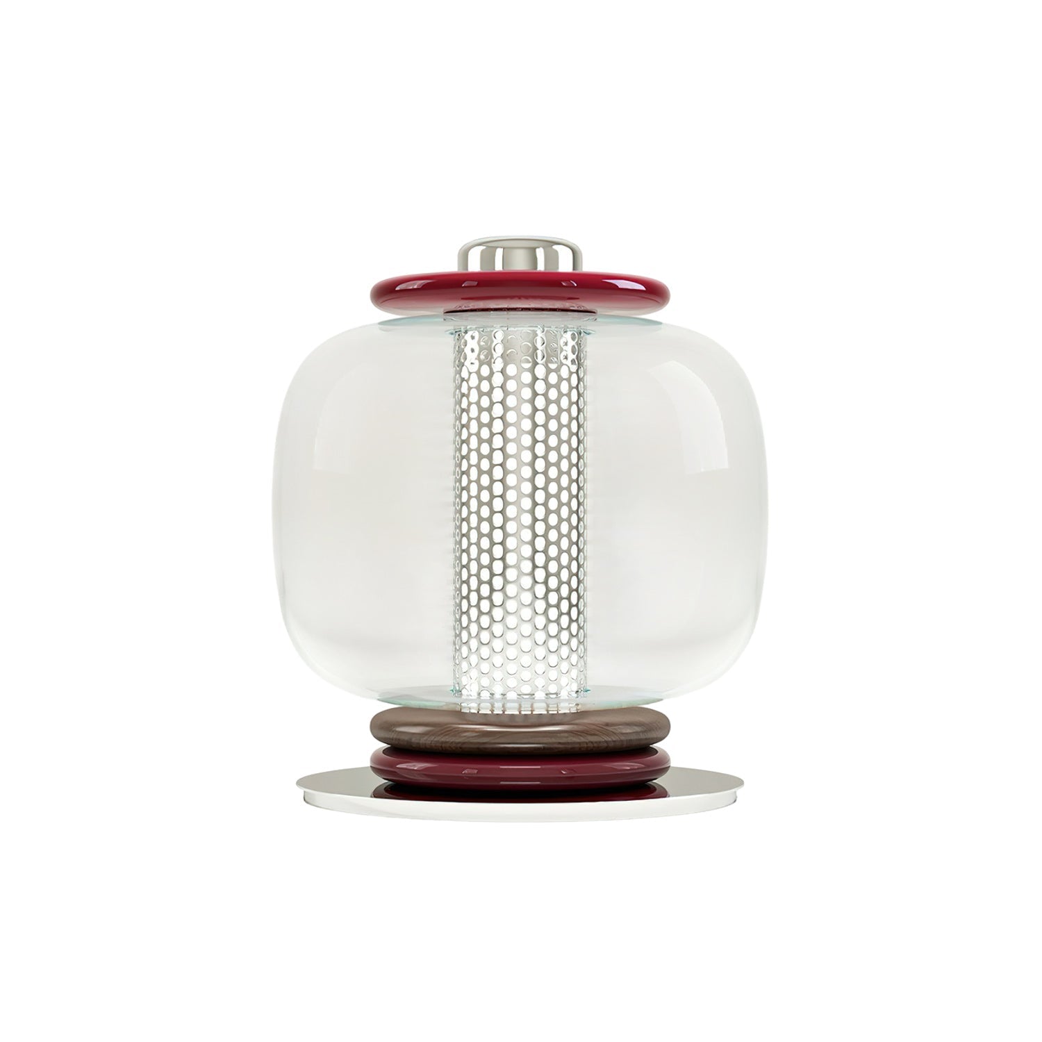 Ringed Glass Globe Perforated Cylinder Table Lamp