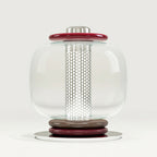 Ringed Glass Globe Perforated Cylinder Table Lamp