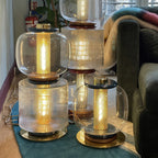 Ringed Glass Globe Perforated Cylinder Table Lamp