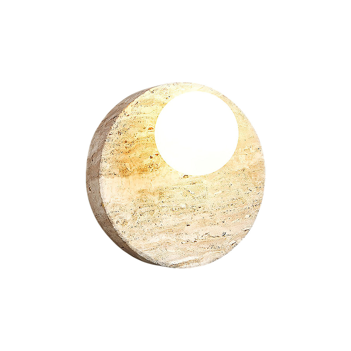 Travertine Moon Disc Wabi-Sabi Wall Lamp
