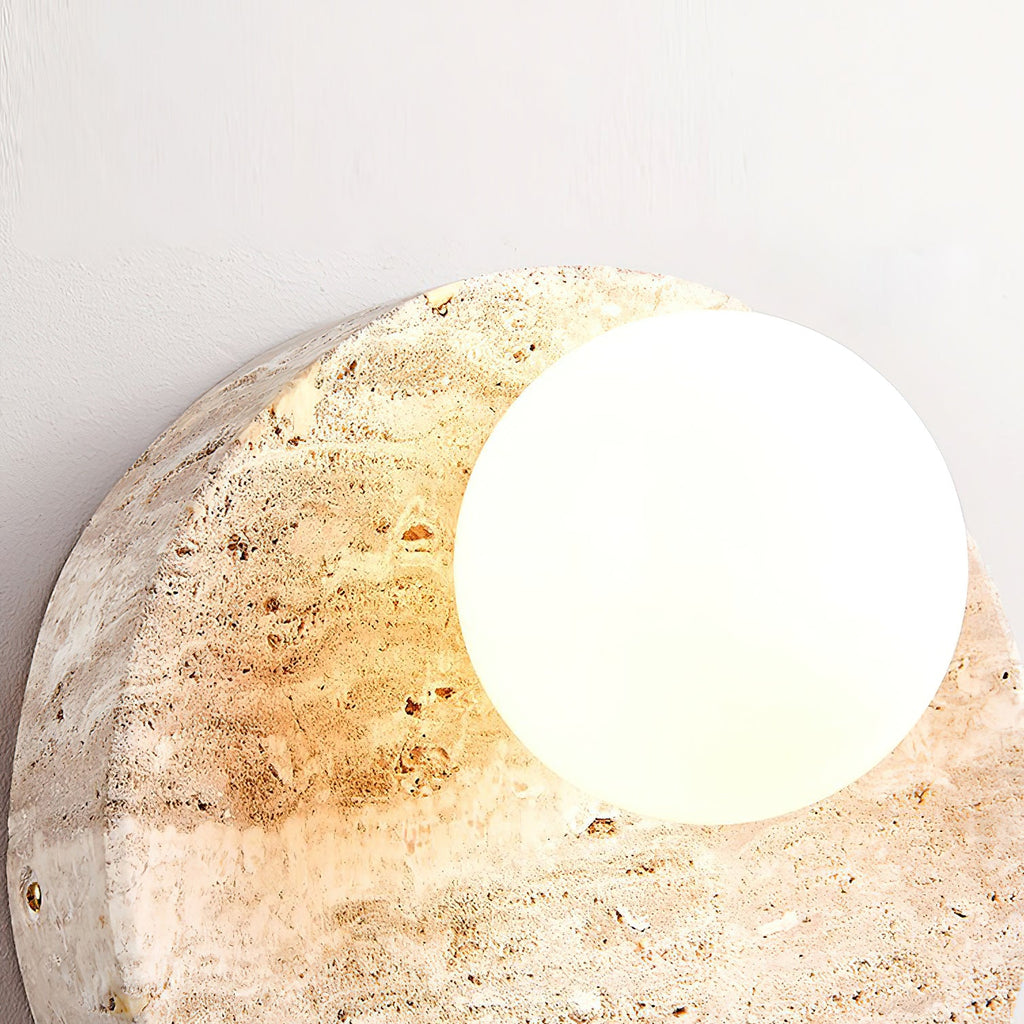 Travertine Moon Disc Wabi-Sabi Wall Lamp