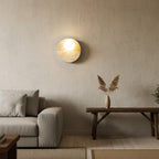 Travertine Moon Disc Wabi-Sabi Wall Lamp