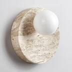 Travertine Moon Disc Wabi-Sabi Wall Lamp
