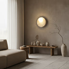 Travertine Moon Disc Wabi-Sabi Wall Lamp
