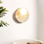 Travertine Moon Disc Wabi-Sabi Wall Lamp