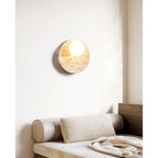 Travertine Moon Disc Wabi-Sabi Wall Lamp