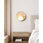 Travertine Moon Disc Wabi-Sabi Wall Lamp