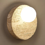 Travertine Moon Disc Wabi-Sabi Wall Lamp