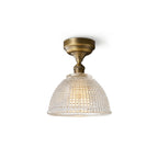 Prismatic Glass Dome Antique Brass Semi-Flush Ceiling Light