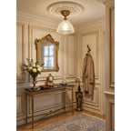 Prismatic Glass Dome Antique Brass Semi-Flush Ceiling Light