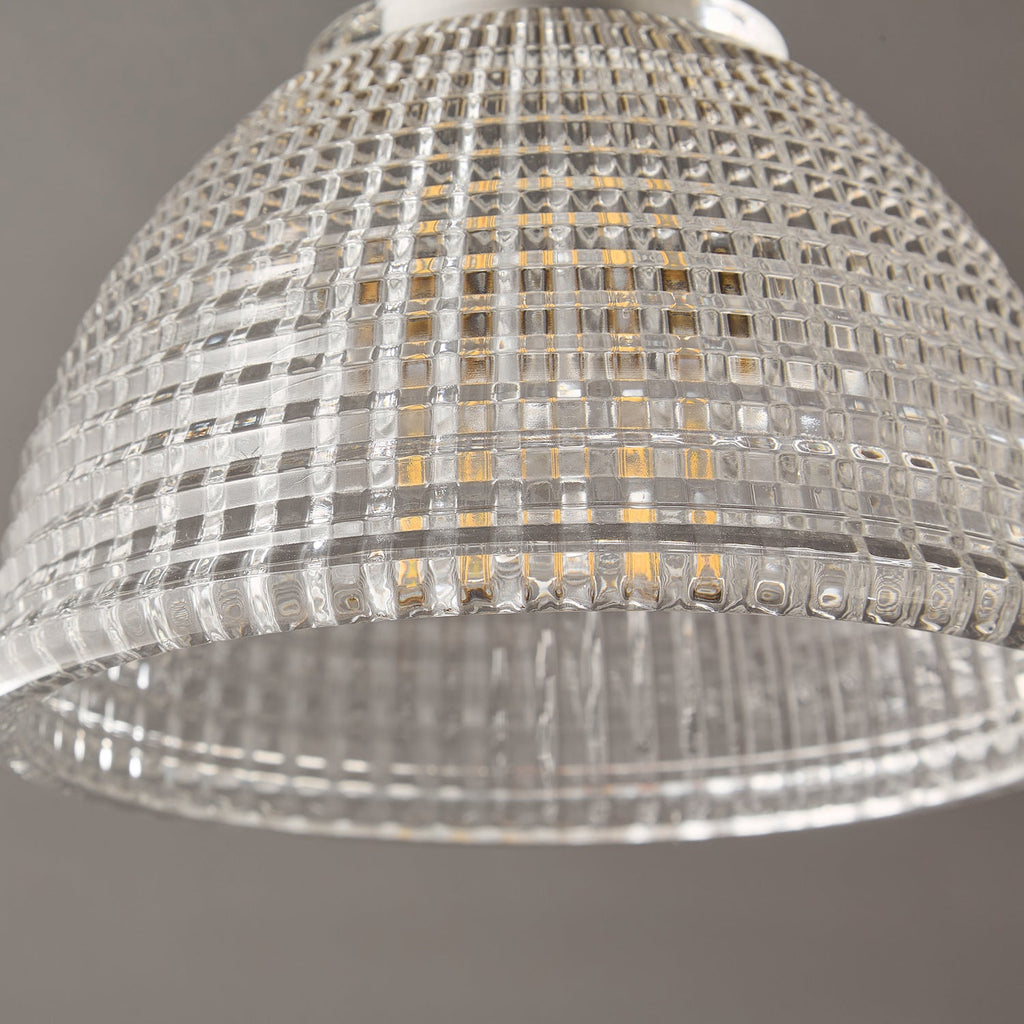 Prismatic Glass Dome Antique Brass Semi-Flush Ceiling Light
