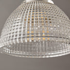 Prismatic Glass Dome Antique Brass Semi-Flush Ceiling Light