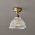 Prismatic Glass Dome Antique Brass Semi-Flush Ceiling Light