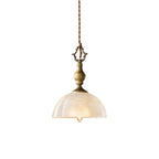 Prismatic Glass Dome Antique Brass Pendant Light