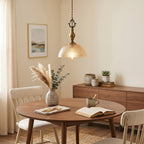 Prismatic Glass Dome Antique Brass Pendant Light