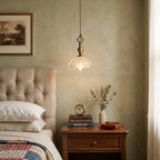 Prismatic Glass Dome Antique Brass Pendant Light