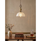 Prismatic Glass Dome Antique Brass Pendant Light
