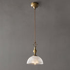 Prismatic Glass Dome Antique Brass Pendant Light