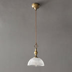 Prismatic Glass Dome Antique Brass Pendant Light