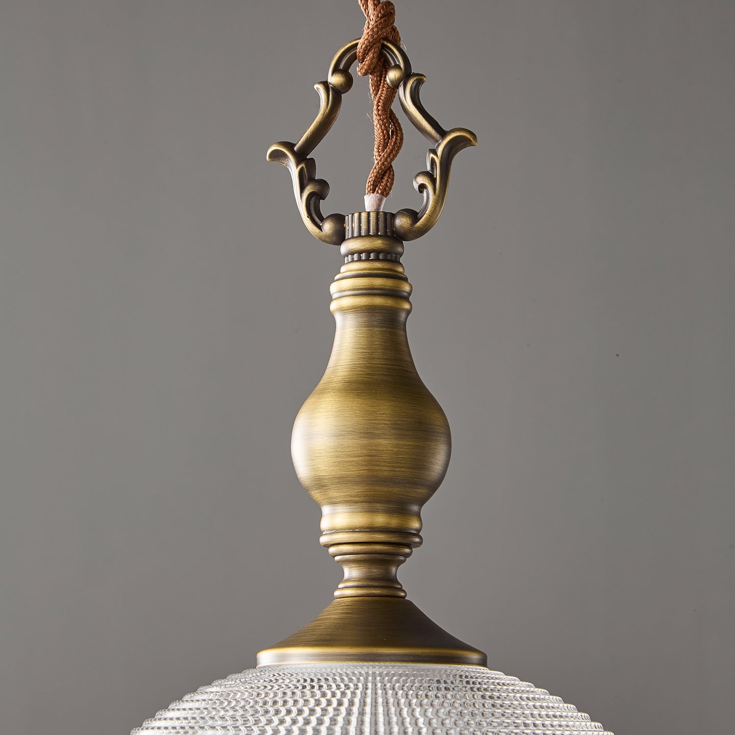 Prismatic Glass Dome Antique Brass Pendant Light