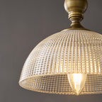 Prismatic Glass Dome Antique Brass Pendant Light