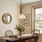Prismatic Glass Dome Antique Brass Pendant Light