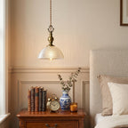 Prismatic Glass Dome Antique Brass Pendant Light