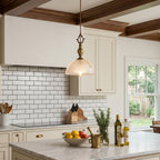 Prismatic Glass Dome Antique Brass Pendant Light