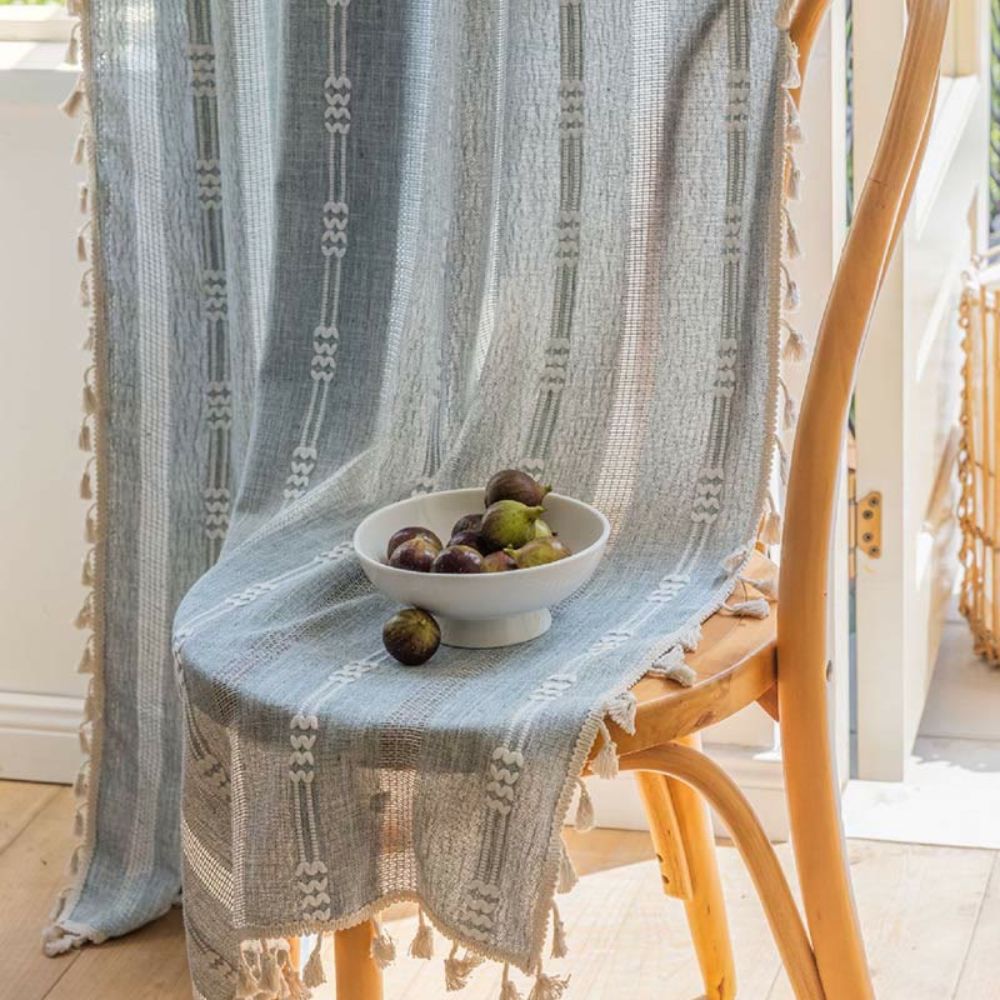 AiryCharm: Semi-Transparent Curtains in Stripe Look with Tassels – Decorative & Easy to Care for Living Areas