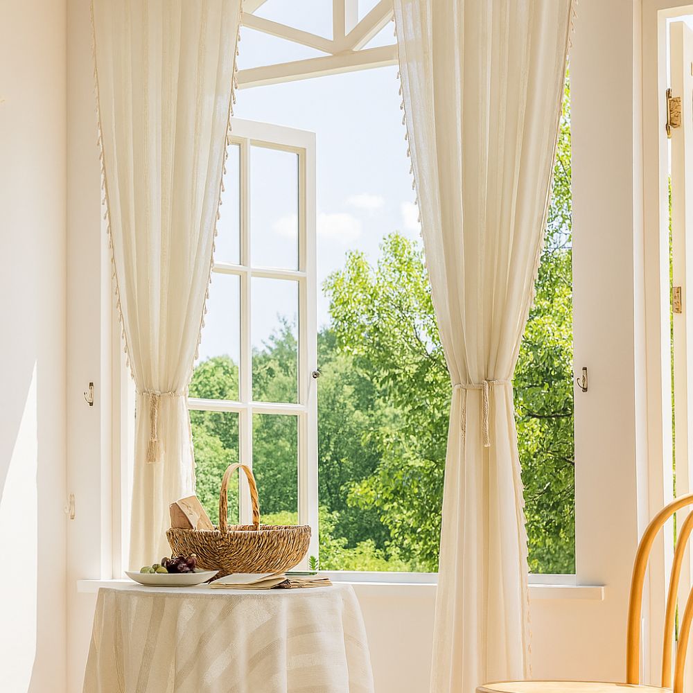 AiryCharm: Semi-Transparent Curtains in Stripe Look with Tassels – Decorative & Easy to Care for Living Areas