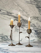 Olivia Candlestick Set | Handcrafted Bronze Floral Design