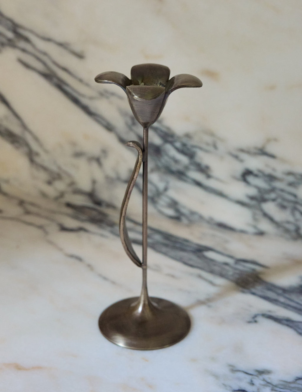 Olivia Candlestick Set | Handcrafted Bronze Floral Design