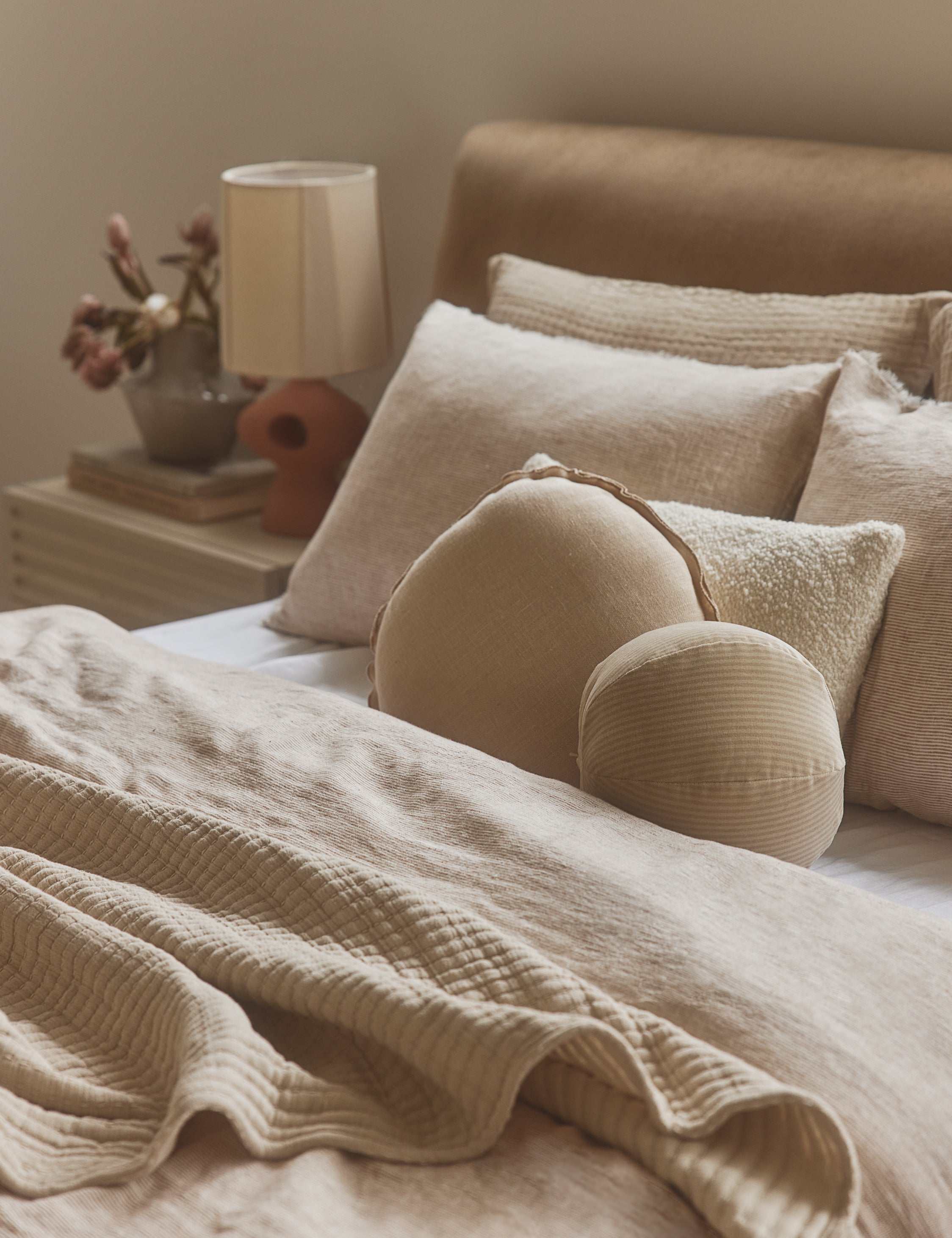 Bello Striped Velvet Ball Pillow | Chic Accent for Sophisticated Style