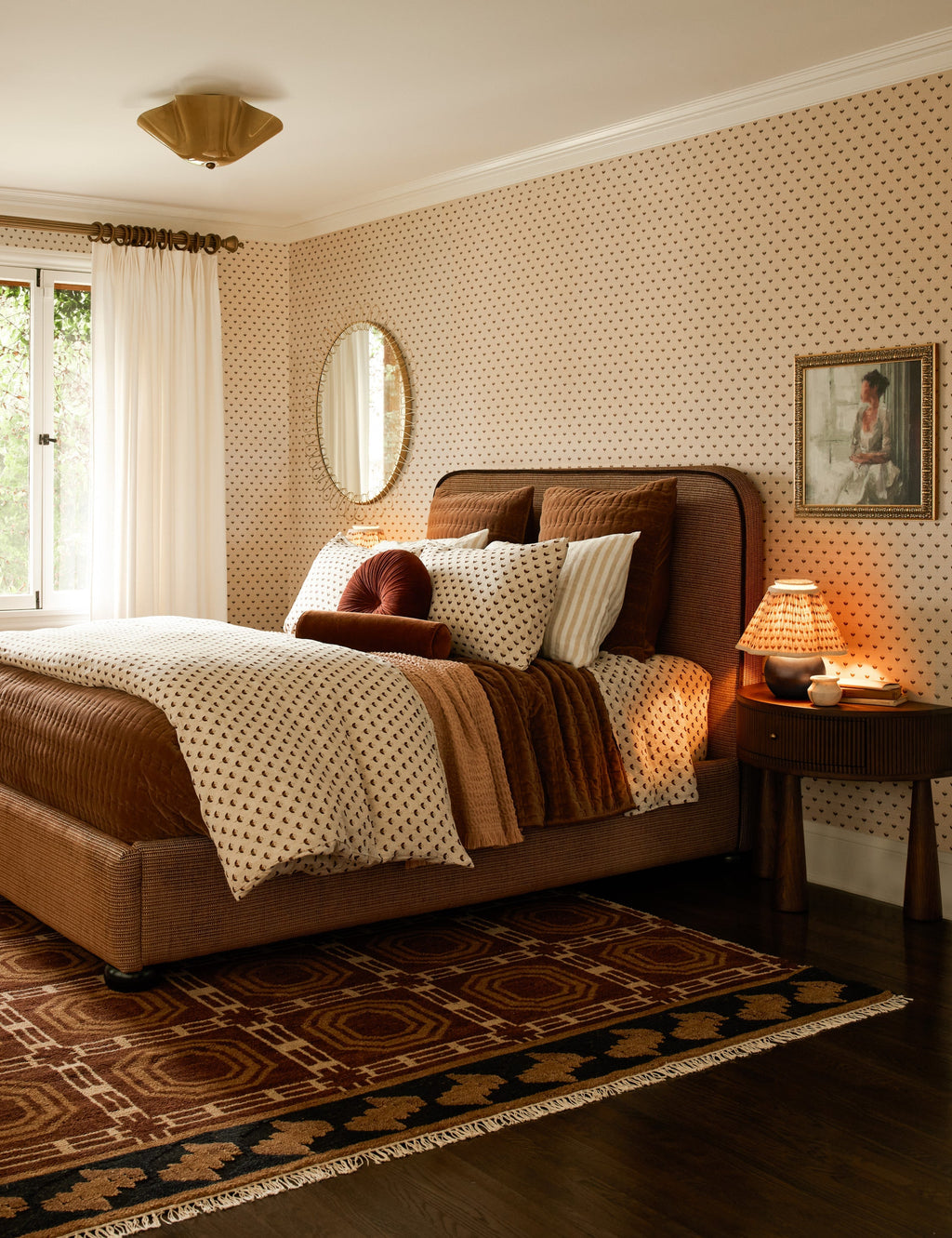 Juno Table Lamp | Pleated Floral Shade, Metal Base