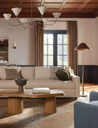 Cleo Coffee Table | Beveled Oak Top, Fluted Pillar Legs