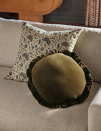 Elysian Linen Pillow | Handmade Block Print, Floral Design