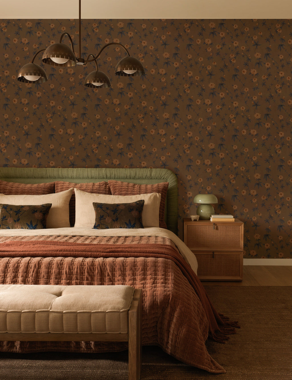 Riviera Velvet Pillow | Floral Print, Rich Palette