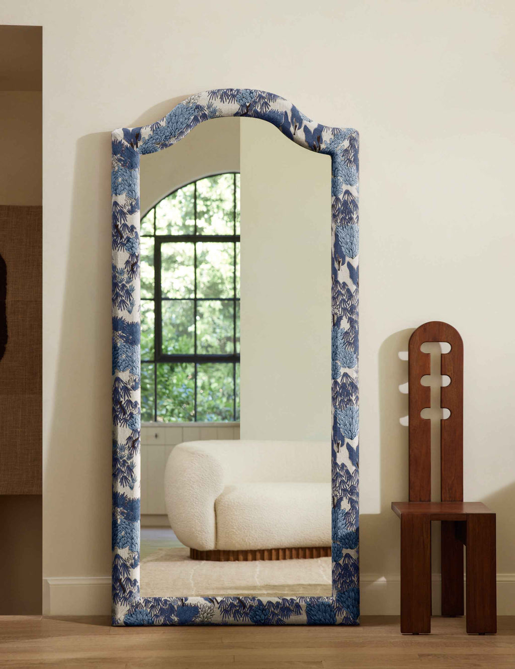 Bela Full Length Mirror | Upholstered Frame, Arched Shape