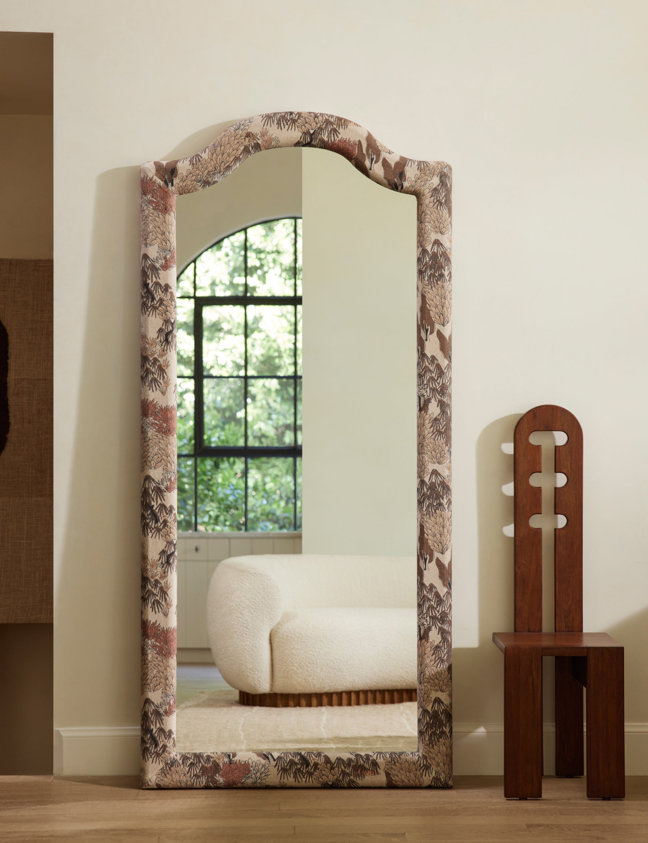 Bela Full Length Mirror | Upholstered Frame, Arched Shape