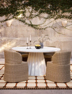 Luno Round Dining Table | Durable Concrete, Fluted Pedestal Base