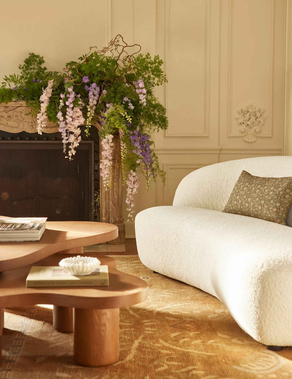 Bela Linen Cotton Pillow | Floral Design, Natural Fiber Blend