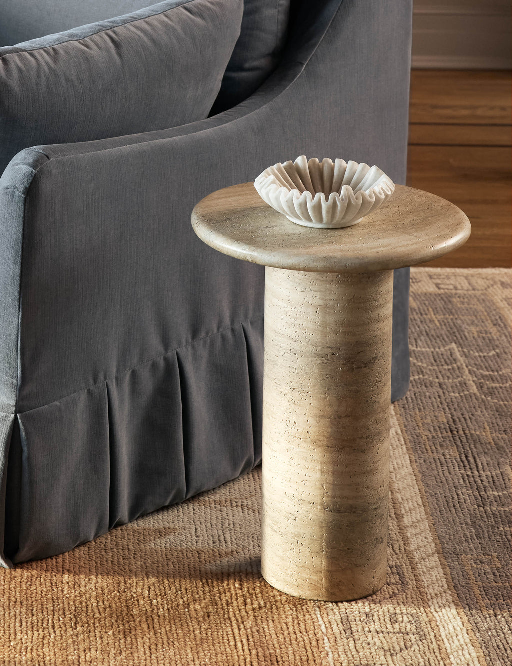 Mira Drink Table | Travertine-Like Finish, Indoor/Outdoor Use