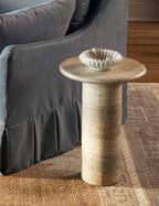 Mira Drink Table | Travertine-Like Finish, Indoor/Outdoor Use