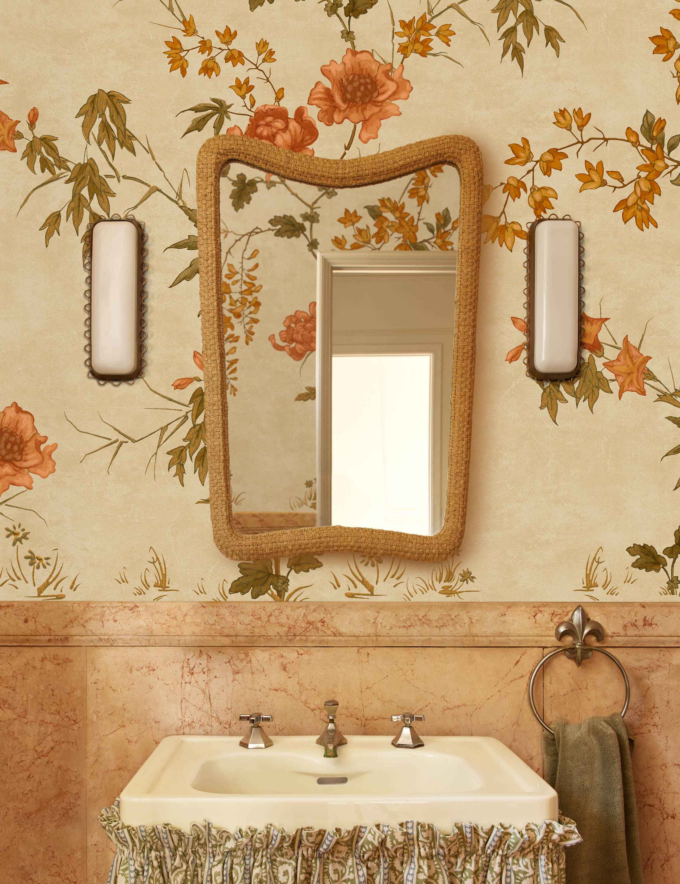 Savita Sconce | Glass Shade in Wavy Metal Trim