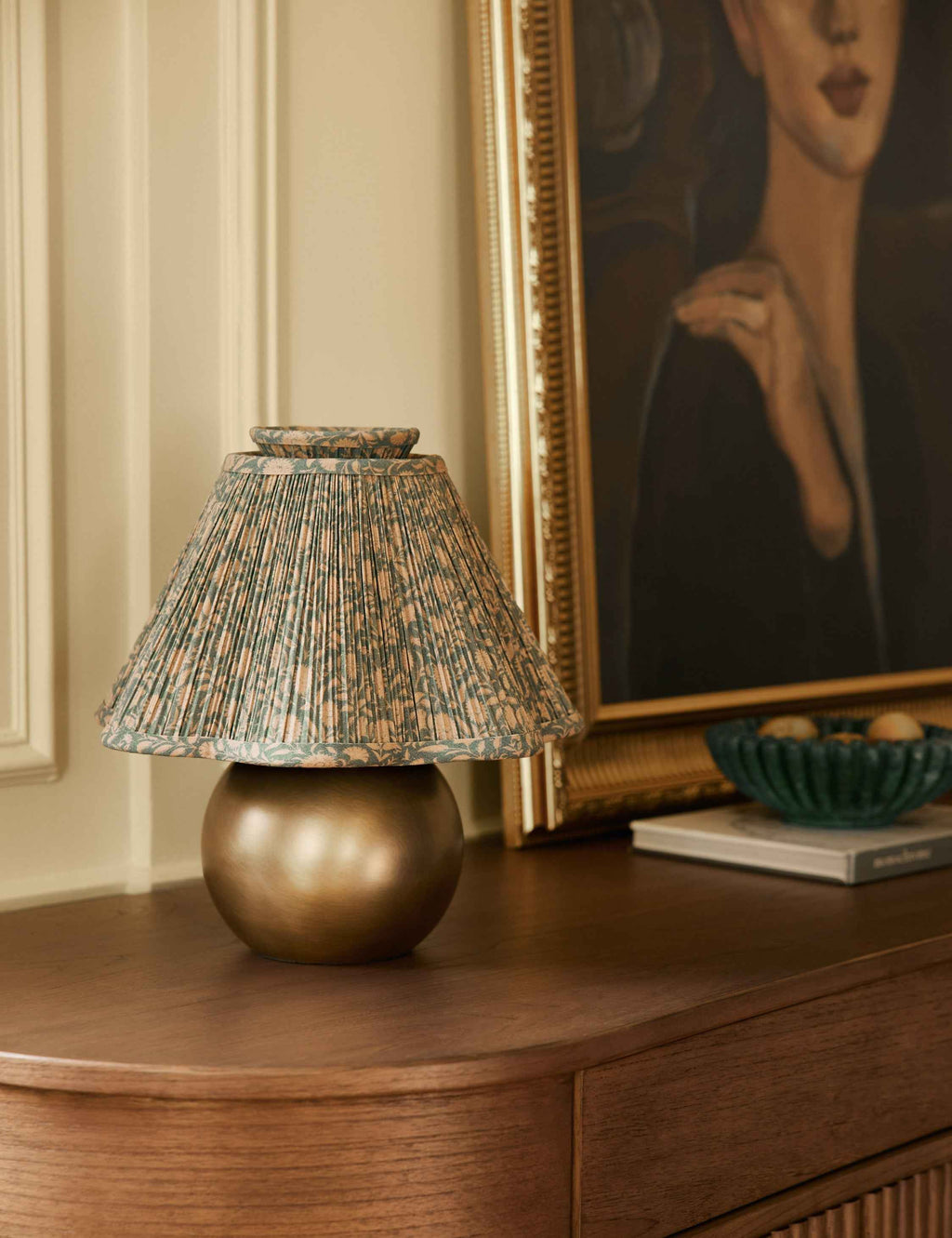 Juno Table Lamp | Pleated Floral Shade, Metal Base